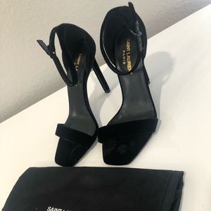 Saint Laurent Amber Velvet Strappy Heels